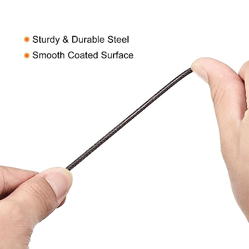 PATIKIL Security Steel Cable 2.5mm x 2m/6.56ft Coated Luggage Lock Wire Rope with Double Loop Black 2 Pack - color: Black, size: 2.5mmx2m
