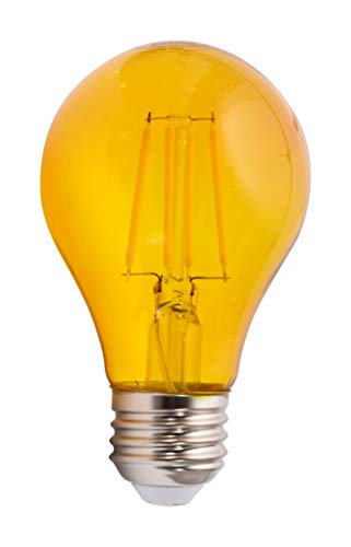 Sylvania LED Yellow Glass Filament A19 Light Bulb, Dimmable, Efficient 4.5W, E26 Medium Base, 2 Pack - color: Yellow, size: 2 Count