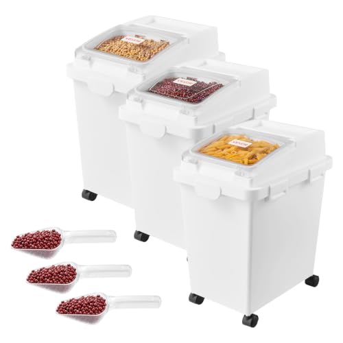 VEVOR Rice Storage Container 3 Pack 33 lbs/5.28 Gallons Dog Food Dispenser - size: 5.2 Gallon*3