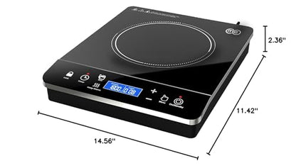 OMEO Portable Induction Cooktop Hot Plate Countertop Burner 1800 Watts Induction Burner with LCD Sensor Touch, LED Display, 10 Temperature Levels, Child Safety Lock, Auto Shutoff Function - size: Singe Burner