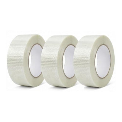Filament Tape Bi-Directional Cross Weave, Fiberglass Reinforced Strapping Tape, Heavy Duty Industrial Packing & Palletizing, Strong Adhesive Shipping Tape 2" x 60 Yards - 3 Rolls