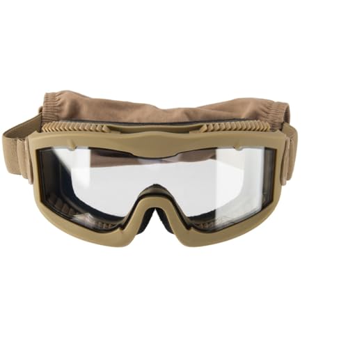 Lancer Tactical AERO Airsoft Tactical Safety Goggles ANSI Z87.1-Anti-Fog Glasses, 3mm Dual Pane Lens for Hunting, Paintball - color: Tan