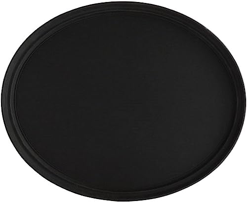 TrueCraftware- 22" x 27" Oval Serving Tray Fiberglass Black Set of 2- Oval Tray Non Slip Surface Plastic Food Meals Server Tray with Raised Edges for Home Kitchen Restaurant Cafeteria Bar Hotel - color: Black, size: 22" x 27" Oval