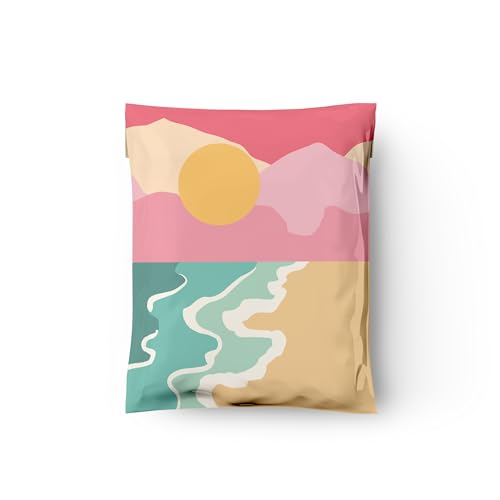 10x13 (100) Beach Sunset Designer Poly Mailers Waterproof Self Sealing Tear Resistant Polymailers Shipping Envelopes Premium Printed Bags For Small Businesses - color: Beach Sunset, size: 10x13 inches