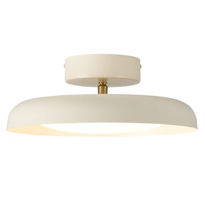 BISAMIYA Modern LED Ceiling Light, Brass Accent, 12.6 Inch Semi Flush Mount - color: Cream