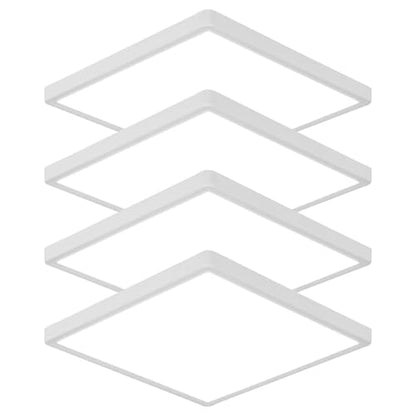 DELIPOP 4 Pack Flush Mount Ceiling Light, 12 Inch 24W Ultra Thin Square LED Ceiling Light, 6500K Cool White Low Profile Light Fixture for Living Room Bedroom Bathroom Kitchen Dining Room Corridor - size: 12in-6500K-4Pack