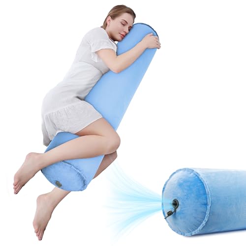 EULANT Inflatable Travel Body Pillow,Inflatable Long Body Pillow for Bed - color: Blue