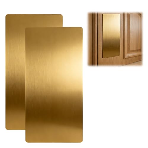 Stainless Steel Self-Adhesive Kick Plate- 8"×16" 2 Pack - color: Brushed Gold, size: 8" x 16"