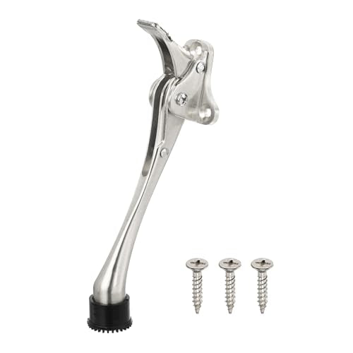 uxcell Kickdown Door Stop, One Touch Kickdown Door Stopper Holder with Non-Slip Rubber Tip and Screws, 6-Inch Metal Door Kickstand for Bottom of Door, Silver - color: Silver, size: 6 Inch