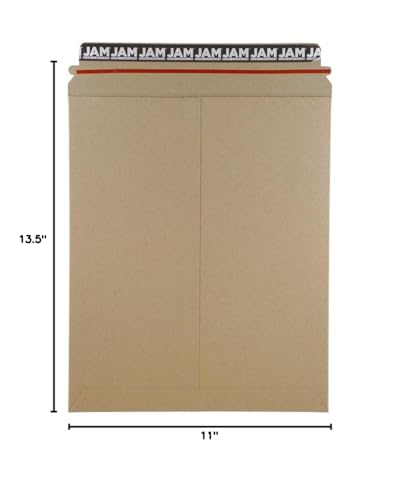 JAM PAPER Stay-Flat Photo Mailer Envelopes with Peel & Seal Closure - 11 x 13 1/2 - Brown Kraft - 6 Rigid Mailers/Pack - color: 6/Pack, size: 11" x 13 1/2"