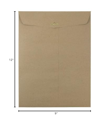 JAM PAPER 9 x 12 Premium Envelopes with Clasp Closure - Brown Kraft Paper Bag - 10/Pack - color: Brown Kraft, size: Pack of 10