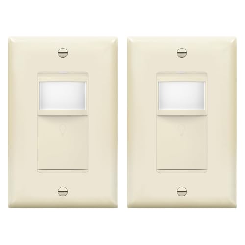 LIDER Motion Sensor Switch with Wall Plate, PIR Sensor Switch, 60Hz, 2-Pack - color: Light Almond
