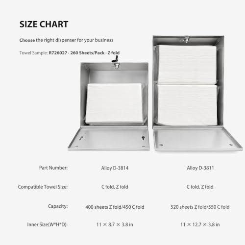 Stainless Steel Paper Towel Dispenser Wall Mount for Commercial Bathrooms - color: 3811-silver