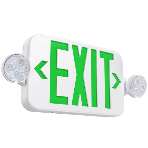 Exit Sign with Emergency Light, 90-Min Battery Backup, LED Adjustable Heads - size: 1 Pack