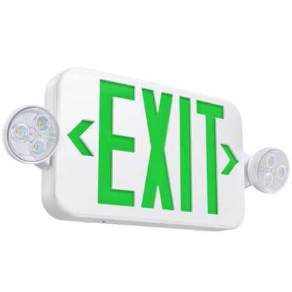 Exit Sign with Emergency Light, 90-Min Battery Backup, LED Adjustable Heads - size: 1 Pack