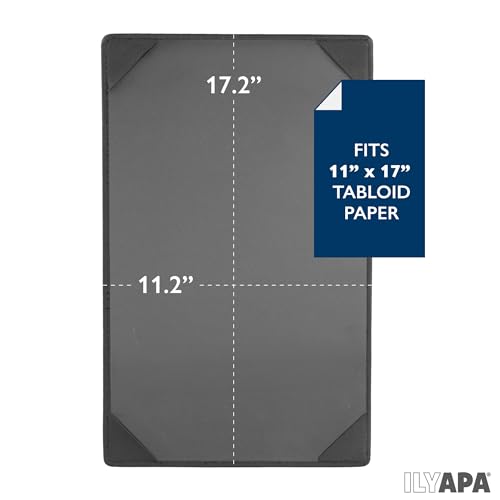 Ilyapa 10 Pack Restaurant Menu Covers 11 x 17 - Vinyl Leather Menu Holder, Single Sided Book with Corner Sleeves for Display of Wedding Menus, Weekly Kitchen Specials & Bar Drinks for Table Top - size: 11 x 17