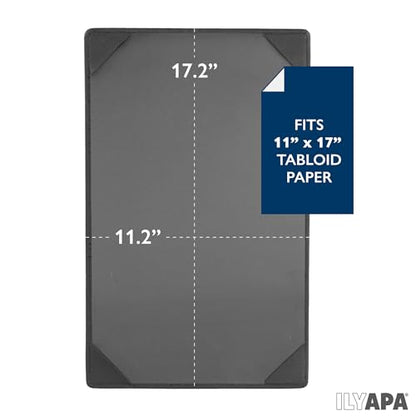 Ilyapa 5 Pack Restaurant Menu Covers 11 x 17 - Vinyl Leather Menu Holder, Single Sided Book with Corner Sleeves for Display of Wedding Menus, Weekly Kitchen Specials & Bar Drinks for Table Top - size: 11 x 17