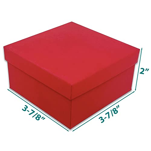 TheDisplayGuys 25 Cardboard Gift Jewelry Boxes w/Paddings #34-3.9x3.9x2 - color: Matte Red