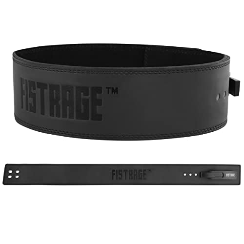 FISTRAGE Lever Buckle Weight Lifting Leather Black Belt Gym Back Support for Men & Women Training Fitness Exercise for Tough Workouts | Power Lifters | Supports Lumber Lower Back - color: Black, size: X-Large