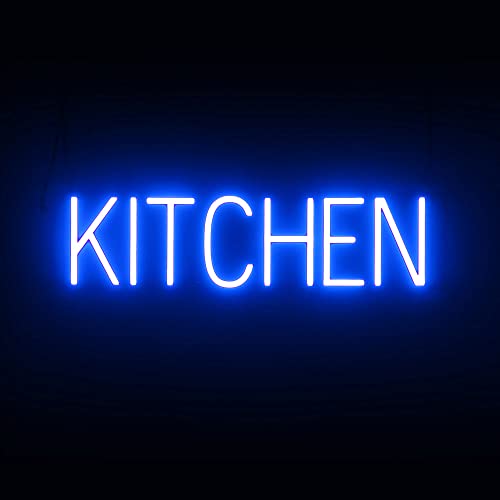 SpellBrite LED Neon KITCHEN Sign for Business - Blue, 25" x 6" - color: Blue, size: KITCHEN (25"x6.3")