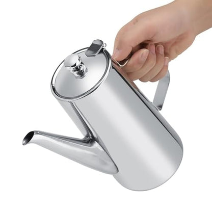 2L Capacity Stainless Steel Teapot with Ergonomic Handle Short Nozzle Pitcher Water Kettle for Home, Restaurant, Coffee(long nozzle) - style: long nozzle