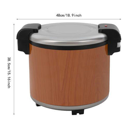 Electric Rice Warmer, 23L/6Gal Commercial Stainless Steel Electric Food Warmer with Rice Spoon & Cover Heavy Duty Rice Warmer 100 Cups Adjustable Warm Function Only (Brown) - color: Brown