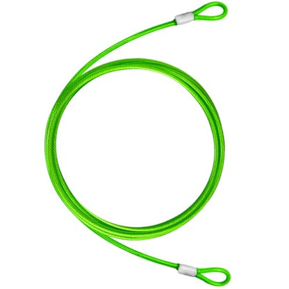 4.7mm(3/16") Steel Security Cable with Loops, Bike Lock Cable, 1Pack - color: Green, size: 15FT-(1Pack)