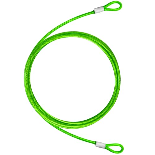 4.7mm(3/16") Steel Security Cable with Loops, Bike Lock Cable, 1Pack - color: Green, size: 15FT-(1Pack)
