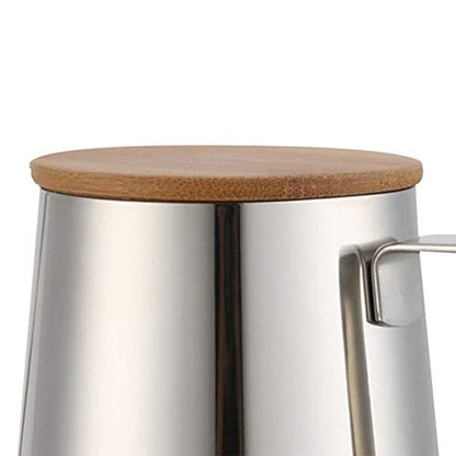Gooseneck Pour Over Kettle, 12oz/350ml Stainless Steel Coffee Kettle with Wooden Lid, Long Spout for Precise Pouring, Hand Drip Coffee & Tea Pot