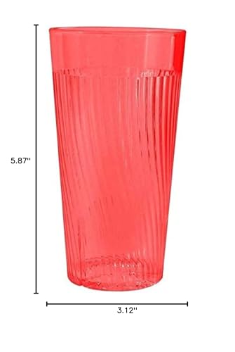 TrueCraftware- 14 oz. Belize Tumbler/Drinking Cups Red Polycarbonate Set of 12-Premium Iced Tea Glasses Stackable Reusable Drinking Glasses Dishwasher Safe Break-Resistant for Home Restaurants - color: Red, size: 14 oz