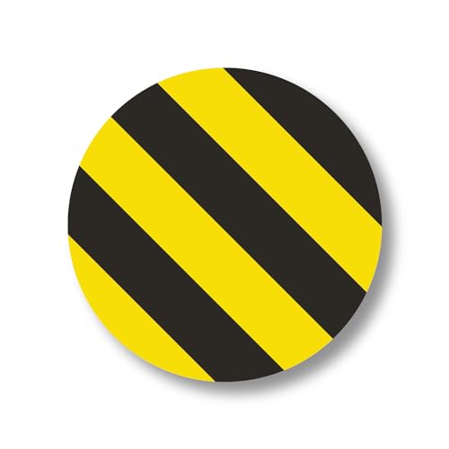 5S Location Marking Circle- (Various Sizes Available) Durable Circular Shaped Floor Marker by Graphical Warehouse- Vibrant Colors, Rounded Corners (25 Pack) (2", Black/Yellow) - color: Black/Yellow, size: 2"