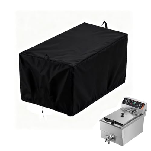Deep Fryer Cover Compatible with Vevor Commercial Deep Fryer Single, 500D Waterproof Electric Fryers Cover with Adjustable Drawstring, 11.4" L x 20.7" W x 14" H - size: Single Fryer - 11.4" L x 20.7" W x 14" H