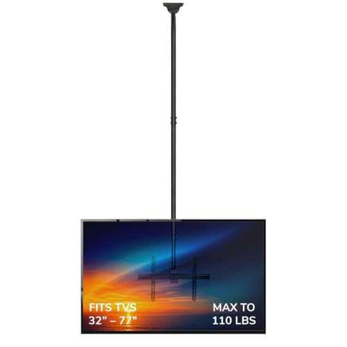 Mount-It! Extra Long TV Ceiling Mount, 10-Ft Pole, MI-509XL - color: Black, size: 10 Feet