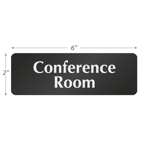 SmartSign Conference Room Door Sign, 2" x 6", 20 mil Thick Anodized Aluminum Material, Strong Adhesive Backing, Waterproof, Sealed Legend, Black and Silver, Pack of 1, USA Made - color: Black
