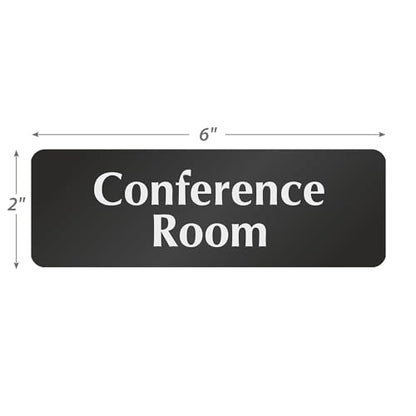 SmartSign Conference Room Door Sign, 2" x 6", 20 mil Thick Anodized Aluminum Material, Strong Adhesive Backing, Waterproof, Sealed Legend, Black and Silver, Pack of 1, USA Made - color: Black