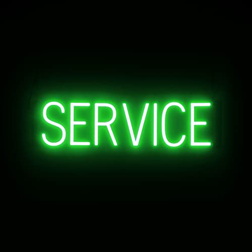 SpellBrite LED Neon SERVICE Sign for Business - Green, 25" x 6" - color: Green, size: SERVICE (25"x6.3")