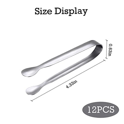JCREN 12 Pack Serving Tongs, Small Serving Utensils for Catering, Food-Grade 304 Stainless Steel Serving Tongs Appetizer Tongs for Tea Party Coffee Bar Taco Bar, 4" Mini Kitchen Tongs - Silver - color: Silver - 4 Inch
