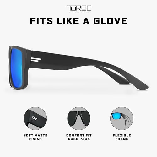 TOROE VALLEY Polarized z87+ Men Sunglasses - color: Matte Black | White Emblem | Baja Blue