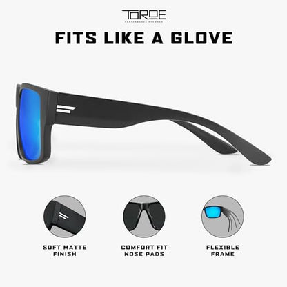 TOROE VALLEY Polarized z87+ Men Sunglasses - color: Matte Black | White Emblem | Baja Blue
