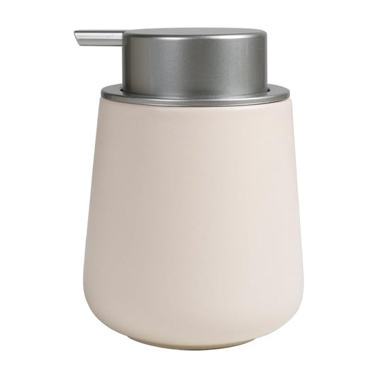 BosilunLife Ceramic Soap Dispenser - Dish Soap Dispenser for Bathroom 12Oz - color: Beige With Silver Pump