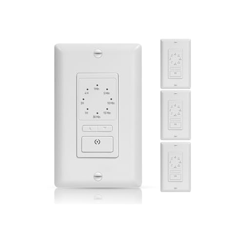 ECOELER Light Timer Switches, 15A Countdown in Wall Timer with Manual Override, 1-5-10-20-30-60 Min, 2-4 Hour Selectable, for Bathroom Exhaust Fan and Light, White, 4 Pack - color: White, size: 4 - Pack