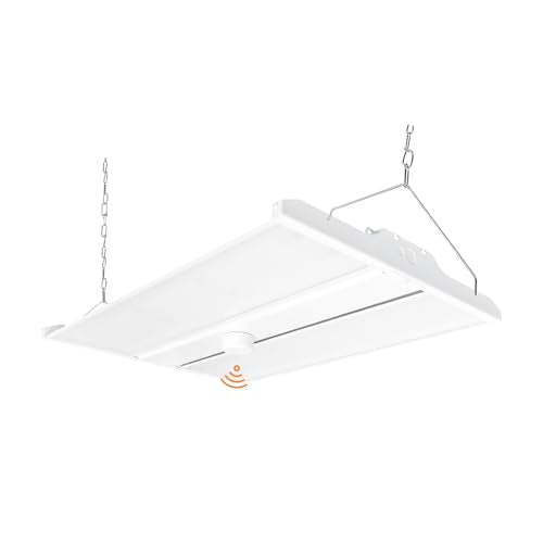 High Bay LED Shop Light, 28350LM 2FT LED Linear High Bay Fixture with Motion Sensor, 210W Commercial Bay Lighting, 120-277V, 5000K Daylight Linear Hanging Light, UL&DLC Listed, 1PK - color: 210W - with sensor - White, size: 1PK