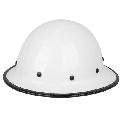 GREEN DEVIL Fiberglass Full Brim Hard Hat OSHA & ANSI Rated Fiber Hardhat for Men with Brim Guard - color: White