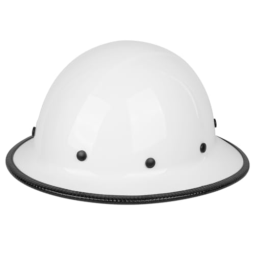 GREEN DEVIL Fiberglass Full Brim Hard Hat OSHA & ANSI Rated Fiber Hardhat for Men with Brim Guard - color: White