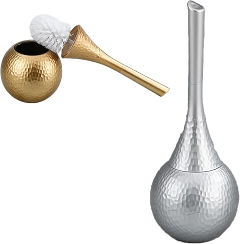 Silver Toilet Brush and Holder Set, Brushed Nickel Modern Bathroom Brush with Anti-Splash Shield 360° Cleaning, ABS Plastic Rust-Proof Waterproof Toilet Bowl Cleaner for Home Spa - color: Silver