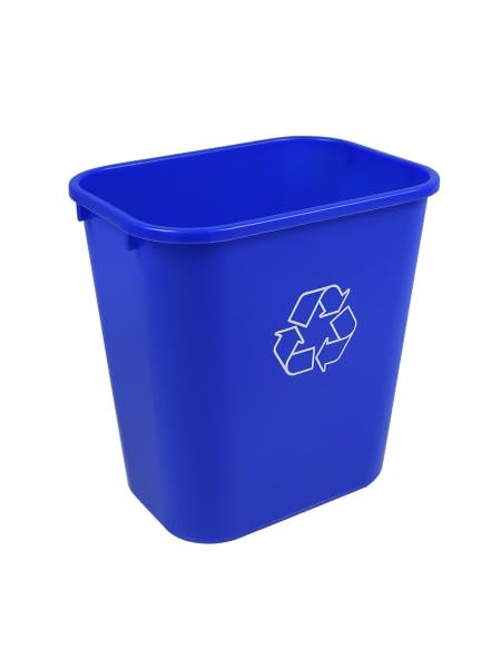 7 Gallon Blue Recycling Wastebasket Bin Plastic Trash Can | 4 PACK - size: 7 Gallon