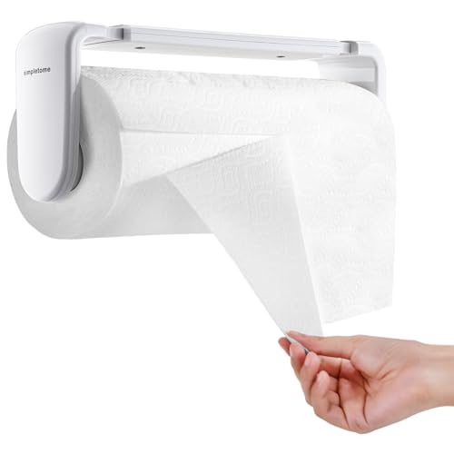 ONE Hand Tear Paper Towel Holder Under Cabinet/Wall for 9.4-11inch, White - color: White