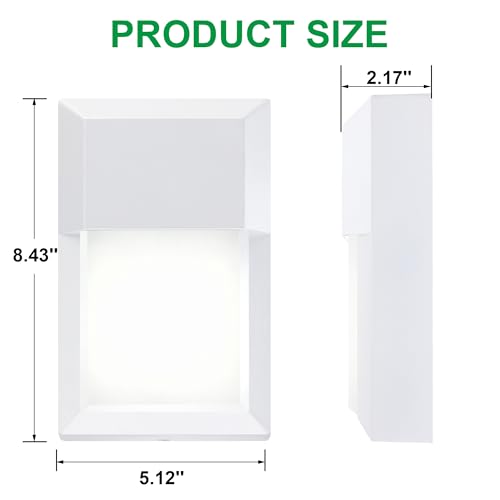 LIT-PaTH Outdoor Wall Light Fixture, Aluminum, LED 5000K, White, 2 Pack - color: 5000K White, size: 2-pack