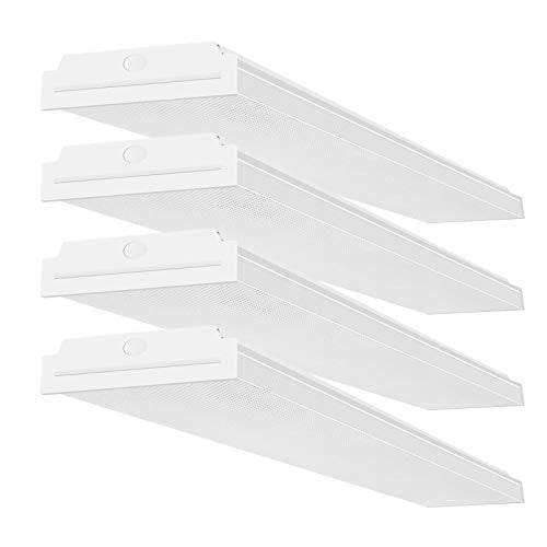 FAITHSAIL 60W LED Wraparound Light 4FT LED Office Lights, 7200 Lumens 4000K, 4 Foot Flush Mount Wrap Shop Puff Ceiling Lighting Fixtures for Garage Workshop, Fluorescent Light Replacement, 4 Pack - color: 4 Pack