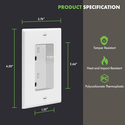 TOPGREENER Recessed Duplex Receptacle Outlet, Tamper-Resistant - color: White, size: Recessed Outlet 1 Pack
